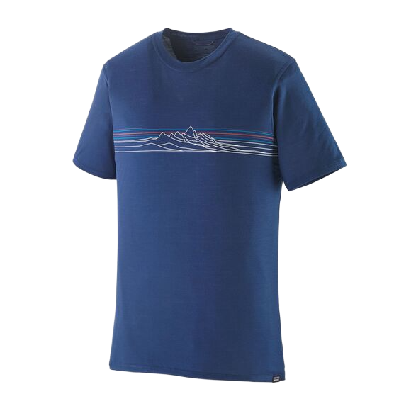 Patagonia Cap Cool Merino Blend T-Shirt Herren Strata Stripe: Clement Blue Bild 1