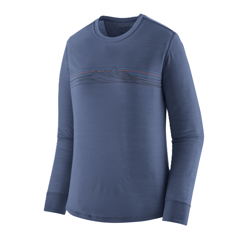 Patagonia Long-Sleeved Capilene® Cool Merino Blend Graphic Shirt Damen Strata Stripe: Current Blue Bild 1